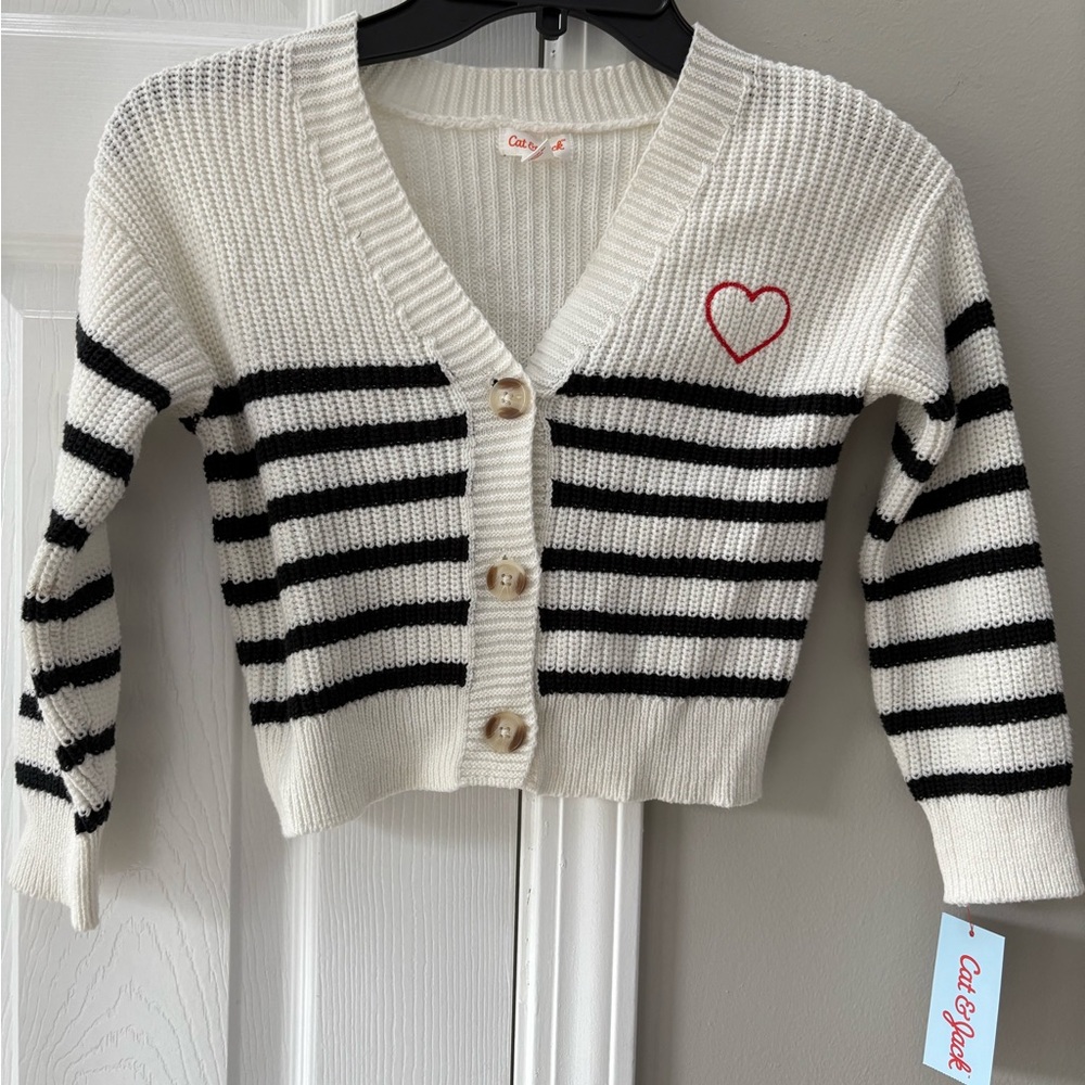 Cat & Jack White and Black Striped Sweater